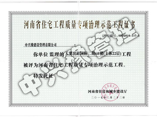 2017年工程質(zhì)量專項治理示范工程